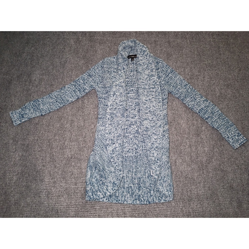 Derek Heart Women's Blue Marled Open Front Draped Shawl Collar Cardigan Size S